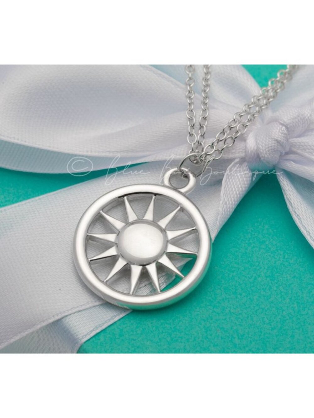*Rare* Tiffany & Co. Sun Circle Necklace Double Chain Pendant Silver 16" Chain